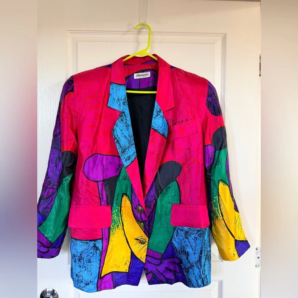 Vintage Picasso Print Silk Blazer - Picture 10 of 13